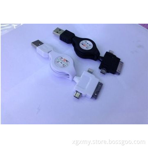 3-in-1 USB Retractable Cable for iPhone 5/iPad/iPhone 4/Mobile Phone/MP3/Cellphone